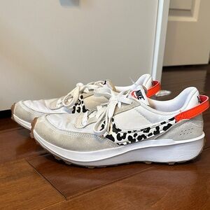 Nike White and Red Sneakers with Animal Print
